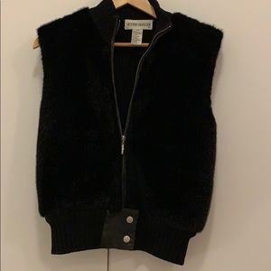 Black suede trim vest, perfect for winter!